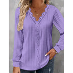 Women's Long-Sleeve Lace-Accent Blouse