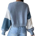 Women's Chunky Knit Cardigan with Balloon Sleeves
