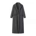 Women's Elegant Striped Long Blazer with Double-Breasted Button Closure and Side Pockets