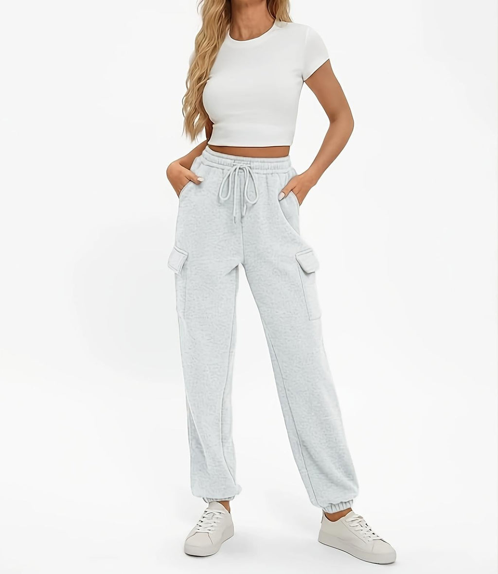 Women's Comfortable Cargo Pants with Elastic Waist and Pockets