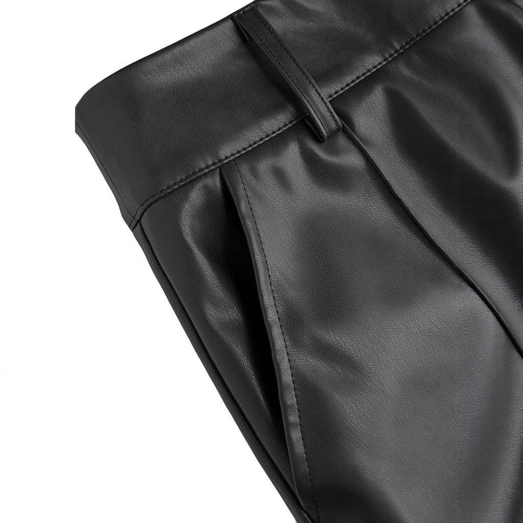 Women's Elegant Faux Leather Culottes