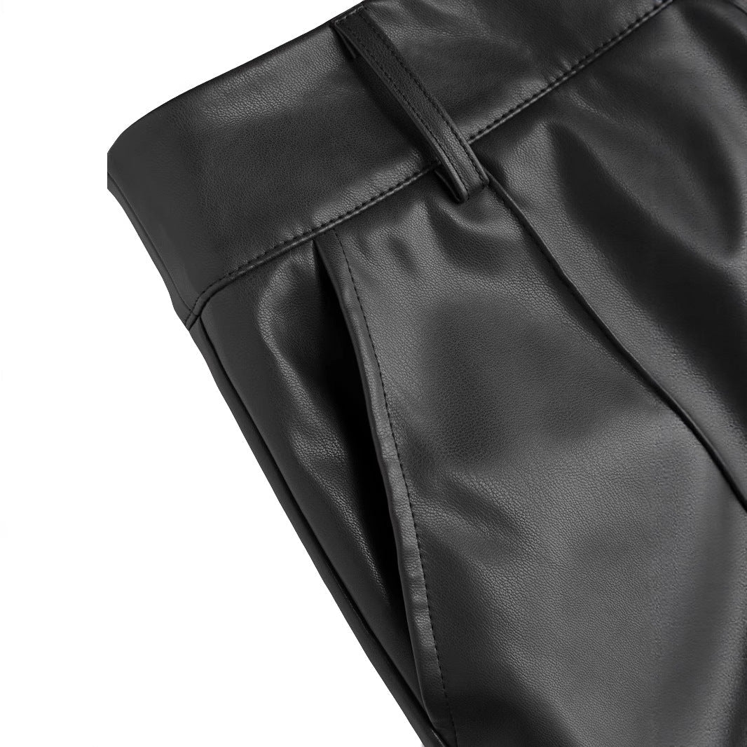 Women's Elegant Faux Leather Culottes