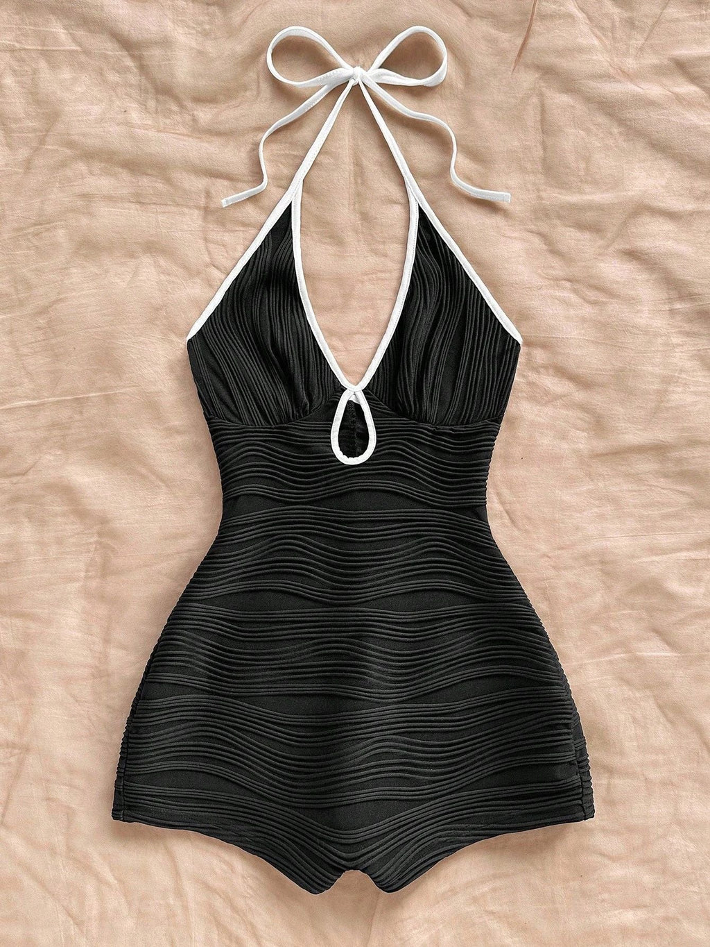 Women's Swimsuit with Wave Pattern and Adjustable Straps
