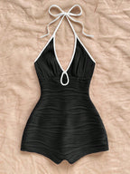 Women's Swimsuit with Wave Pattern and Adjustable Straps