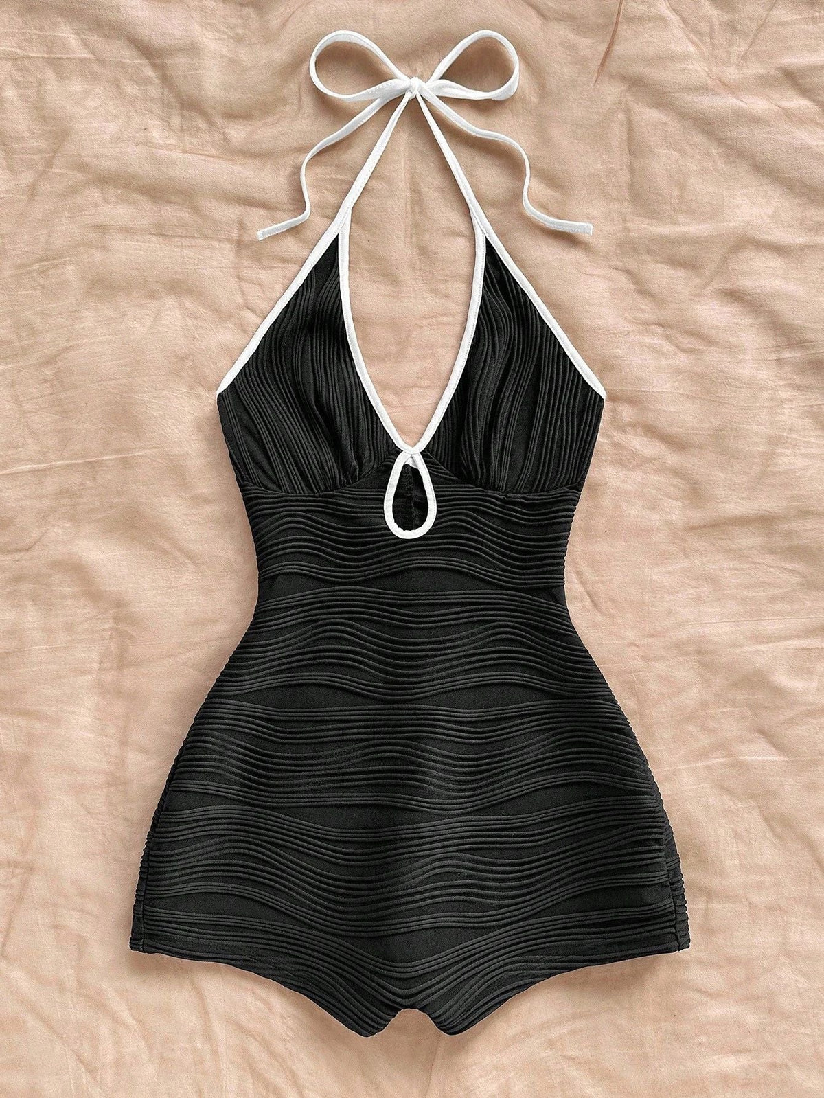 Women's Swimsuit with Wave Pattern and Adjustable Straps
