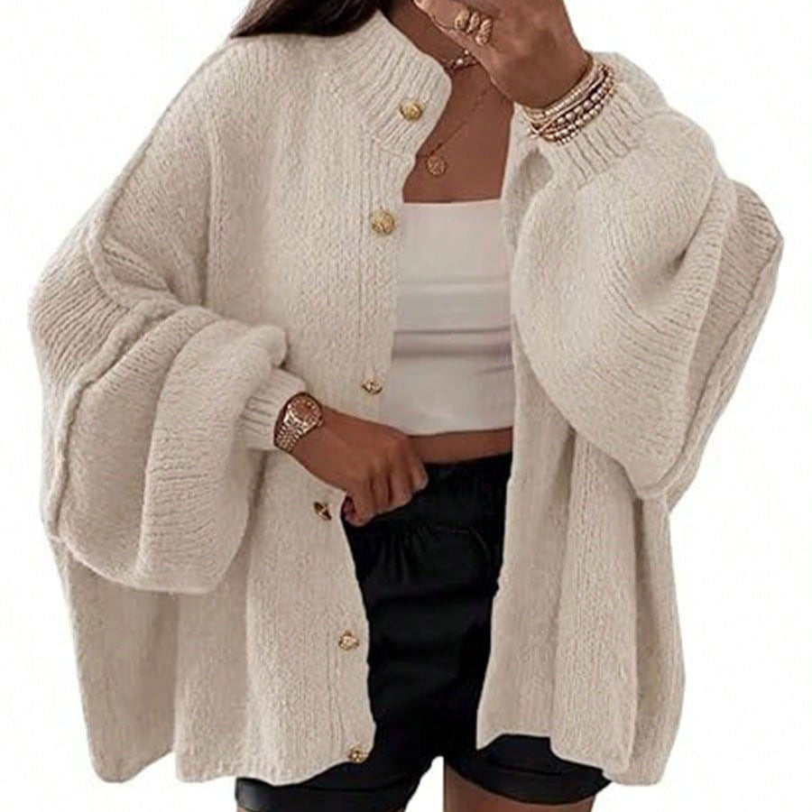 Women's Fluffy Cardigan with Dropped Shoulders