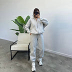 Women's Casual Two-Piece Set with Oversized Hoodie and Joggers