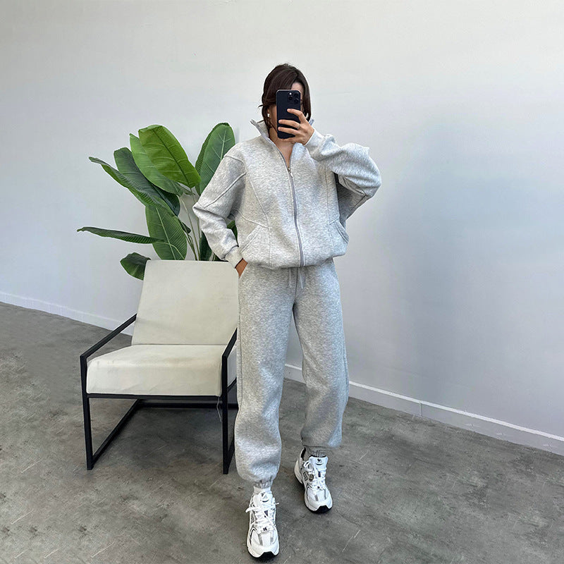 Women's Casual Two-Piece Set with Oversized Hoodie and Joggers