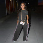 Women's Leisure Suit with Fringed Details