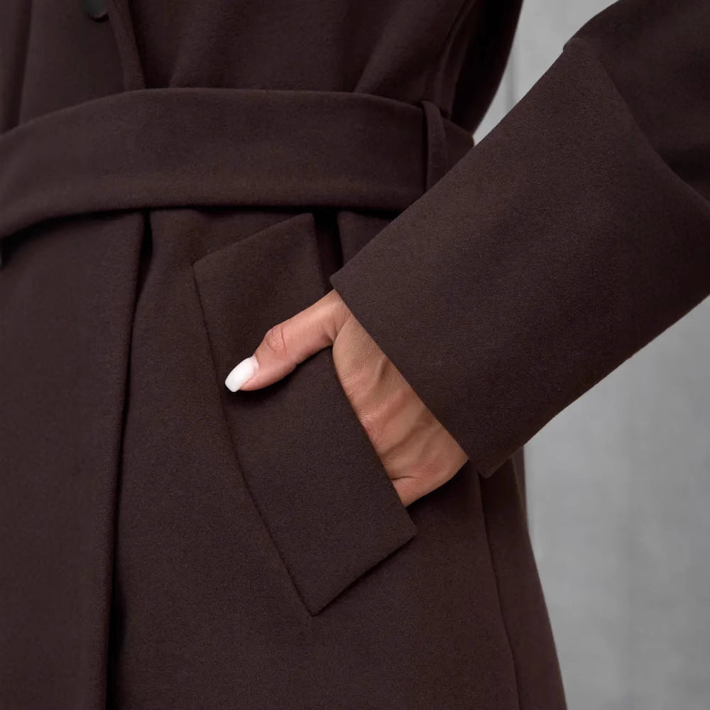 Women's Elegant Double-Breasted Wool Coat