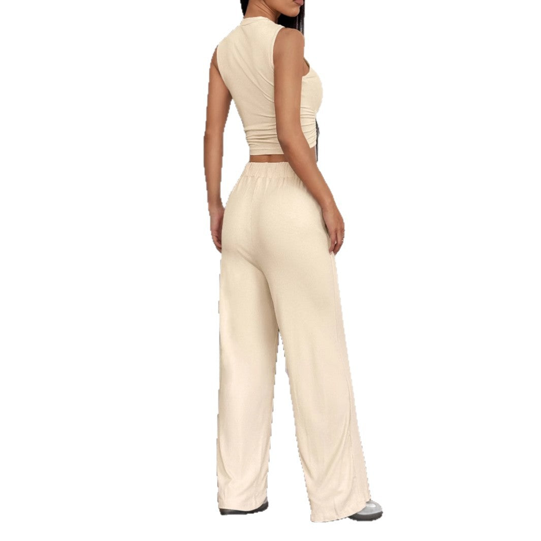 Women's Fashionable Crop Top with Loose Pants