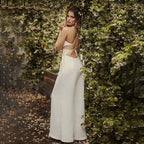 Women's V-Neck Jumpsuit with Flowing Legs