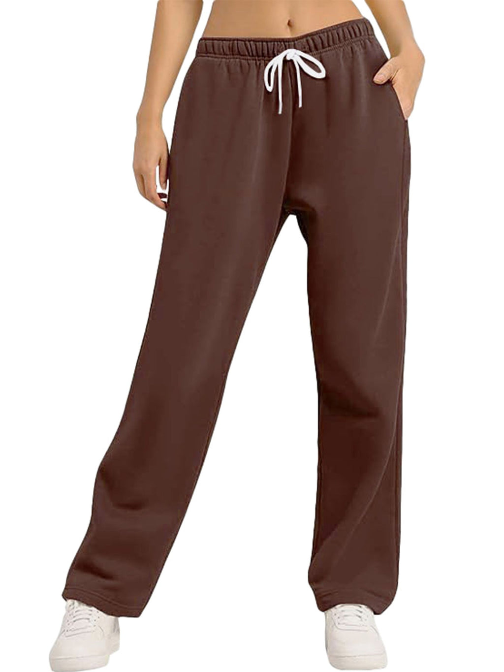 Women's Comfortable Athletic Pants with Elastic Waistband and Side Pockets