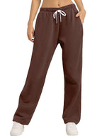 Women's Comfortable Athletic Pants with Elastic Waistband and Side Pockets