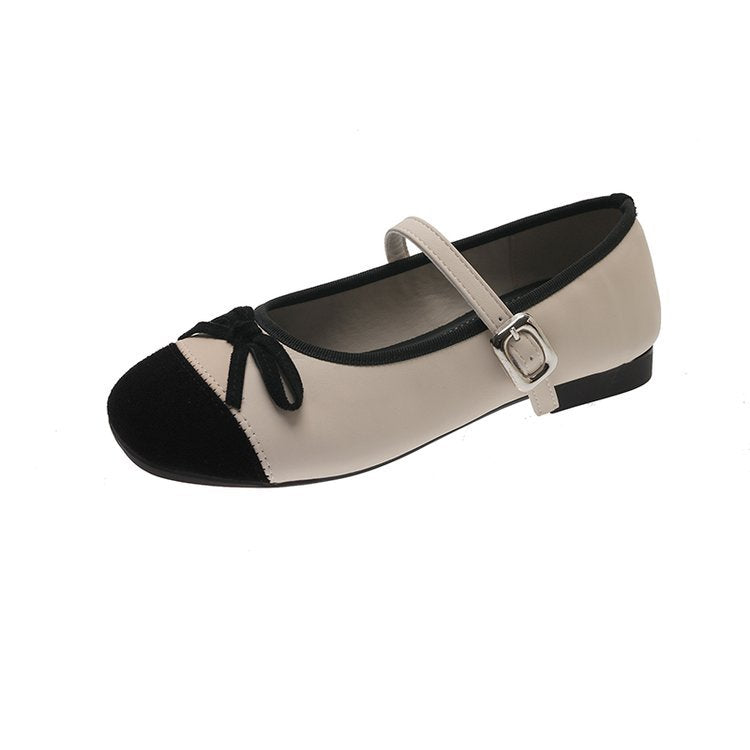 Women's Ballet Flats with Buckle and Bow Decoration