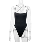 Women's Bodysuit with Deep Neckline and Thin Straps