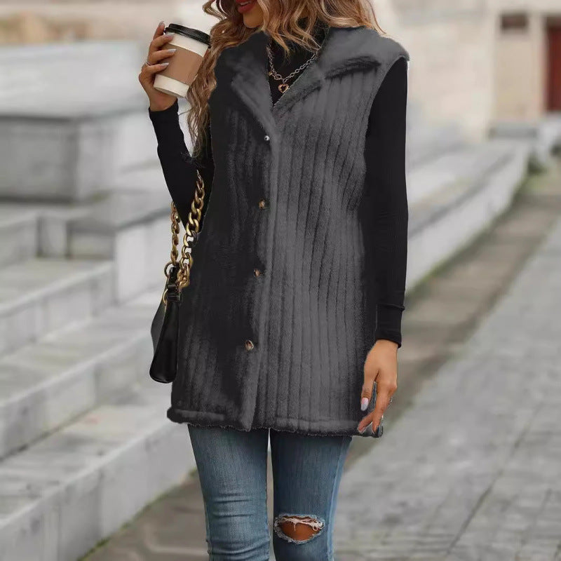 Women's Elegant and Cozy Teddy Jacket with Button Placket