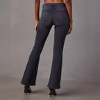 Women's Flared Jeans with High Waist and Modern Wash