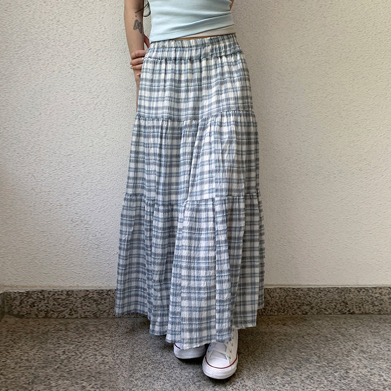 Women's Plaid Tiered Maxi Skirt