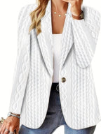 Elegant Knit Blazer Jacket with Cable Pattern