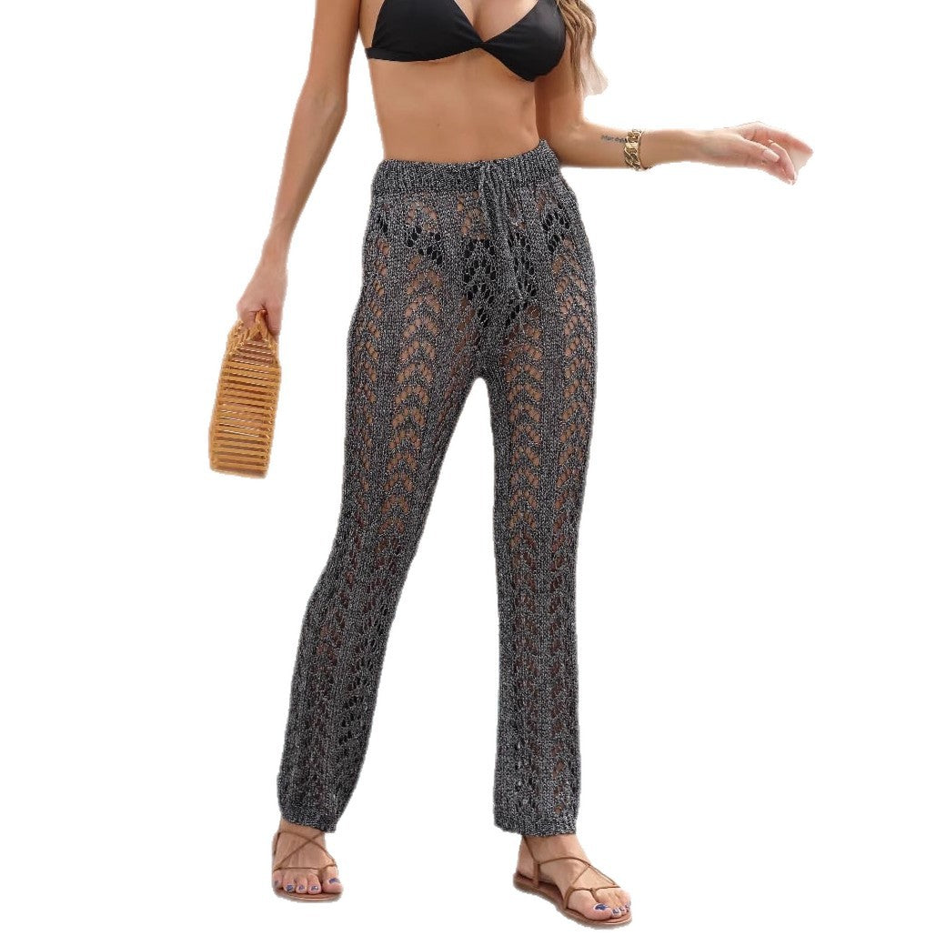 Women's Crochet Beach Pants with Openwork Pattern