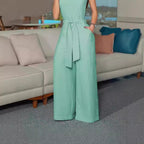 Women's Airy Jumpsuit with Belt and Pockets