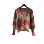 Women's Gradient Knit Cardigan with Original Ribbed Design