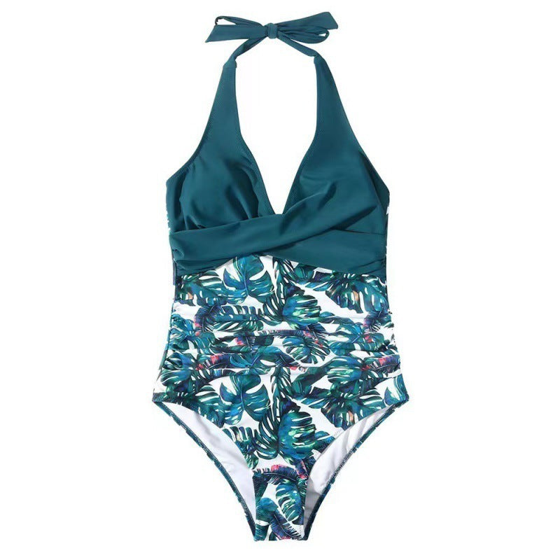 Women's Swimsuit with Refined Wrap Design and Floral Pattern