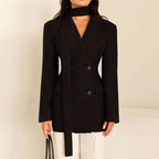 Women's Elegant Tailored Blazer with Scarf