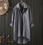 Casual Long-Sleeve Button-Down Blouse