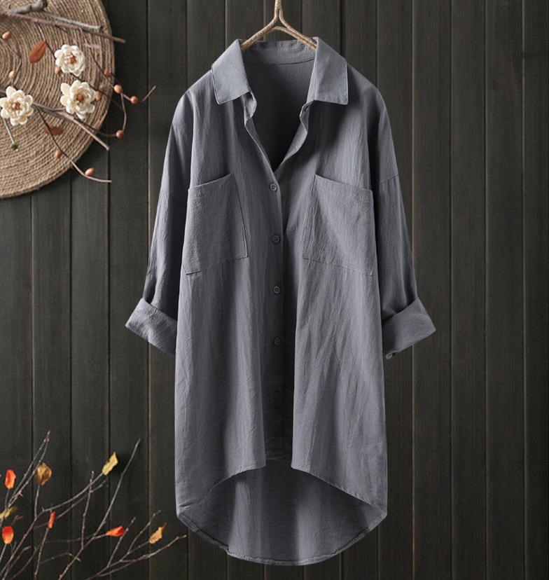 Casual Long-Sleeve Button-Down Blouse