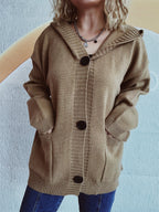 Women's Comfortable Hooded Cardigan with Pockets