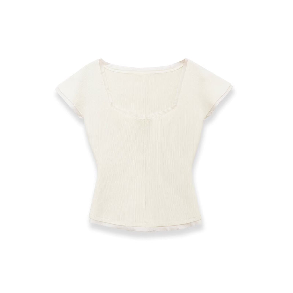 Women's Fitted Short-Sleeve Ribbed Shirt