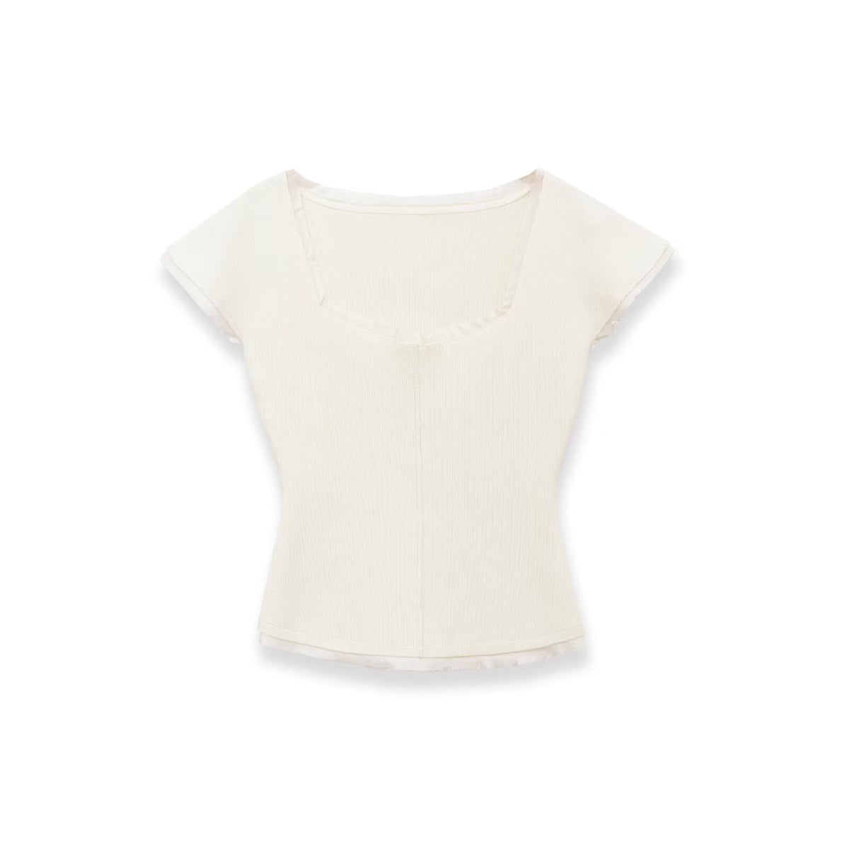 Women's Fitted Short-Sleeve Ribbed Shirt