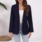 Women's Elegant Blazer with Timeless Cut and Practical Pockets