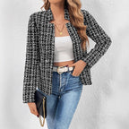 Women's Tweed Blazer with Textured Pattern