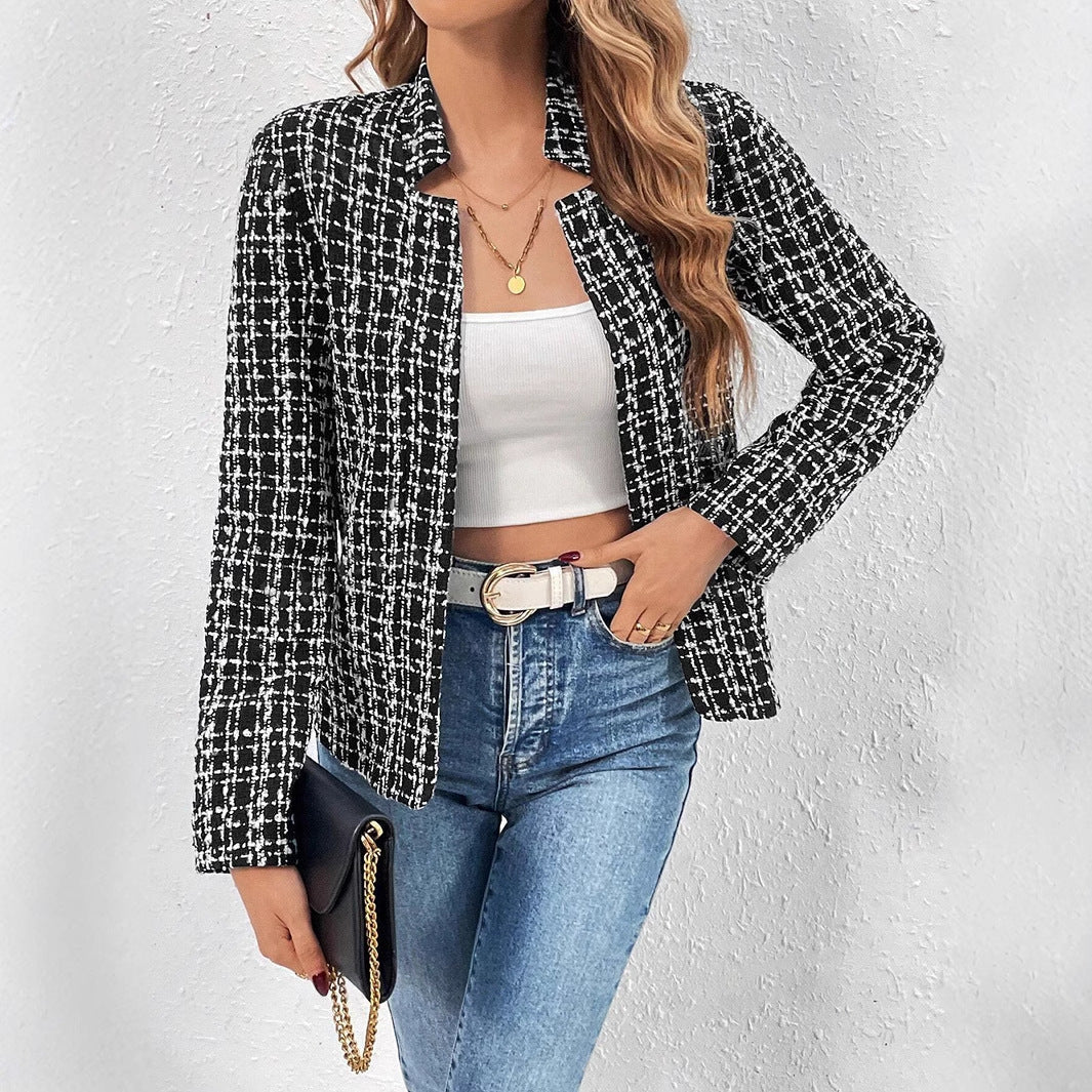 Women's Tweed Blazer with Textured Pattern