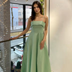 Women's Evening Dress with Fine Spaghetti Straps and Flowing Skirt