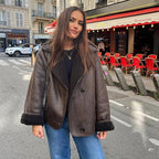Faux Leather Jacket with Collar