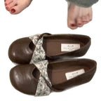 Women's Ballet Flats with Floral Strap Design and Comfortable Footbed