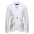 Elegant Blazer with Artistic Plant Pattern and Fine Texture