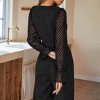 Women's Elegant Jumpsuit with Sheer Sleeves and Knee-Length Cut