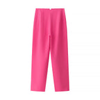 Women's Elegant High-Waisted Trousers with Fine Pleats and Pockets