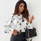 Women's Polka Dot Blouse with Ruffle Sleeves