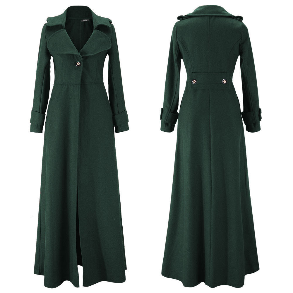 Women's Elegant Long Coat with Classic Lapel