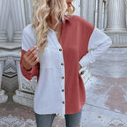 Elegant Asymmetric Button-Down Blouse with Chest Pocket