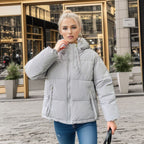 Women's Fashionable Puffer Jacket with Adjustable Hood and Thick Insulation