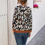 Women's Casual Sweater with Modern Leopard Print