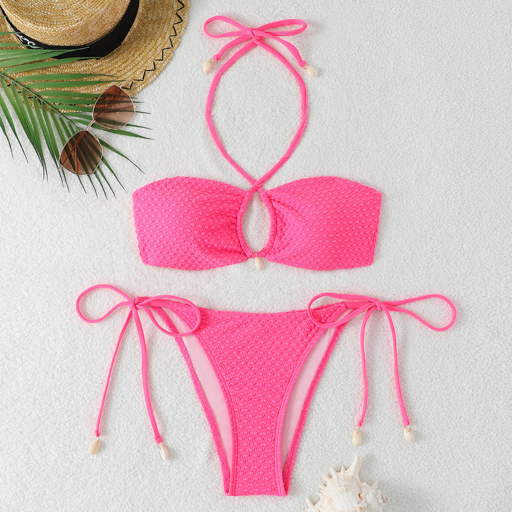 Women's Bandeau Bikini with Bows and Cut-Out