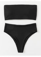 Women's High-Waisted Striped Bandeau Bikini